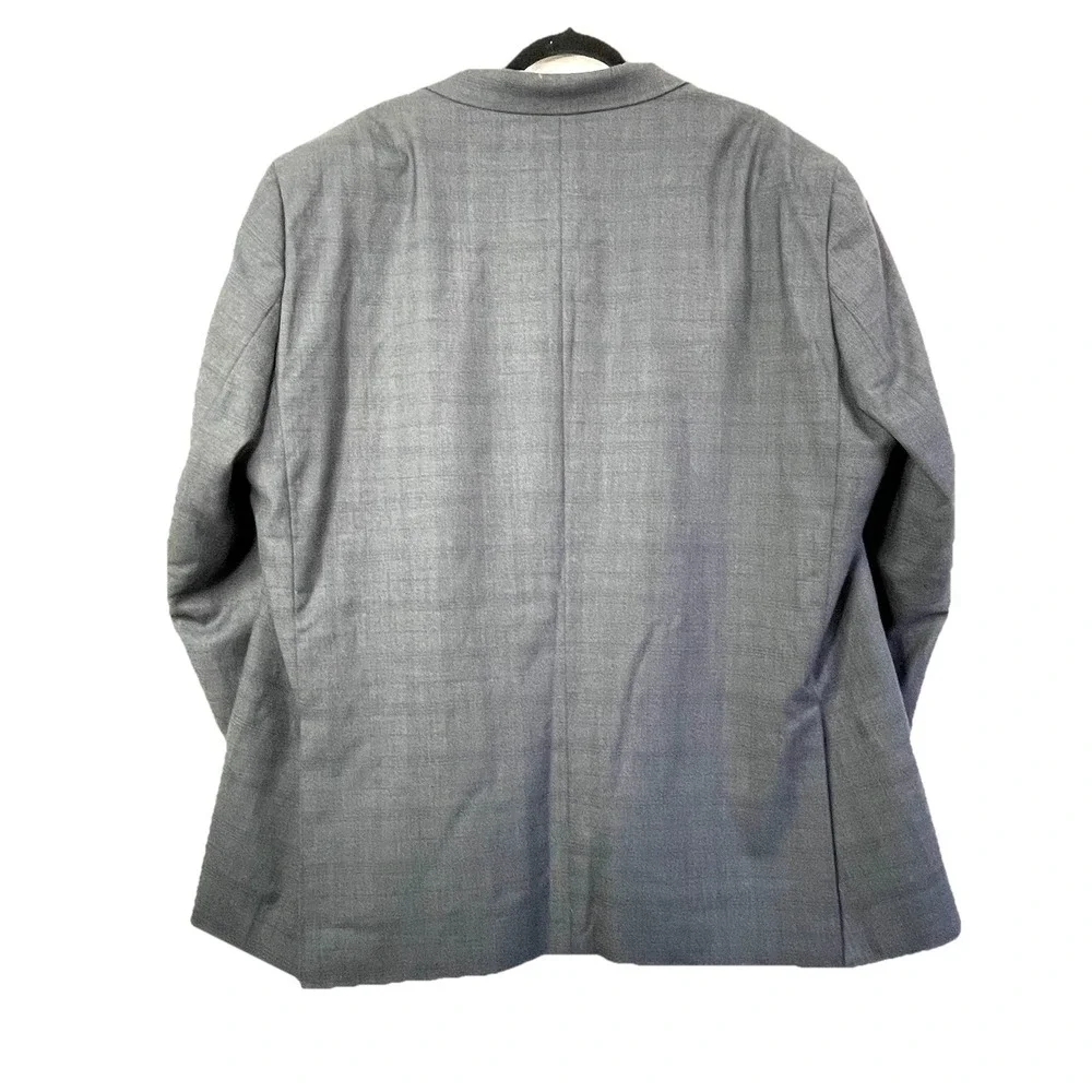 Geoffrey Beene‎ Gray Blue Windowpane Blazer 52R  2 Button Rayon Suit Jacket